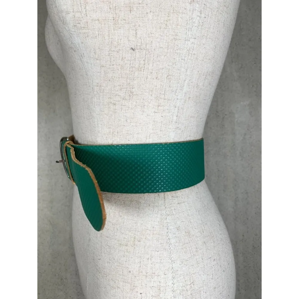 Vintage Statement Belt Womens Espirit Green Wide Adjustable Solid Medium 90s - Image 3