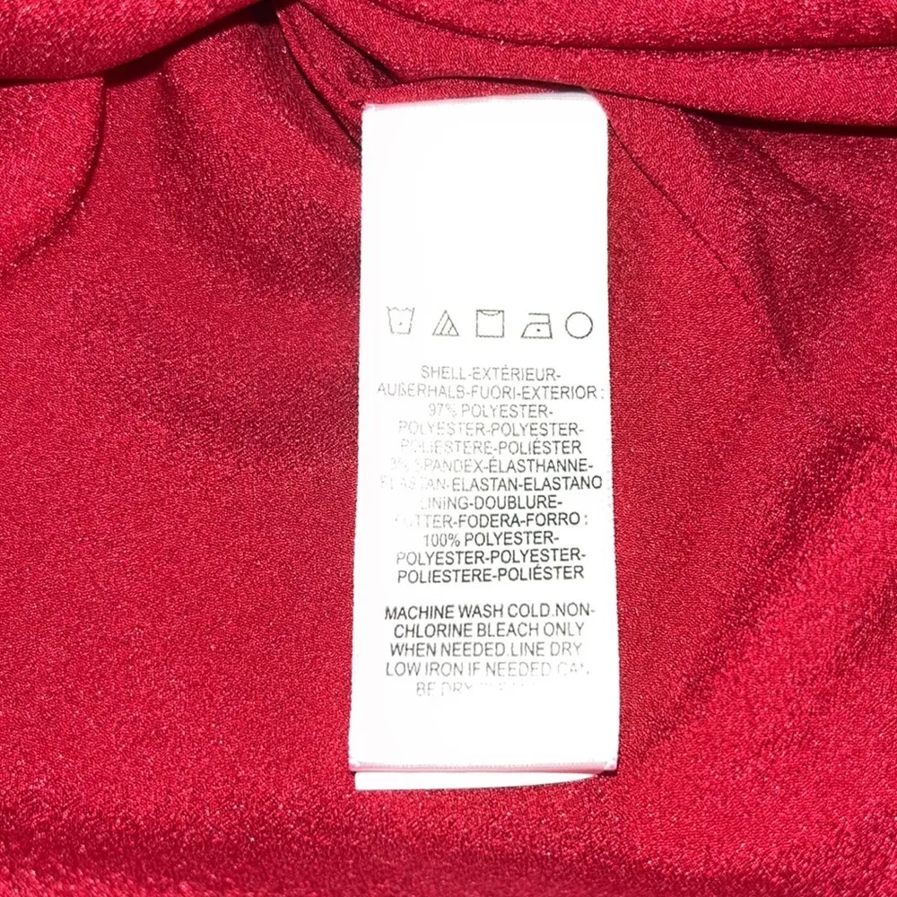 Dress The Population Catalina Fit Flare V-Neck Crepe Dress Garnet XS - Image 12