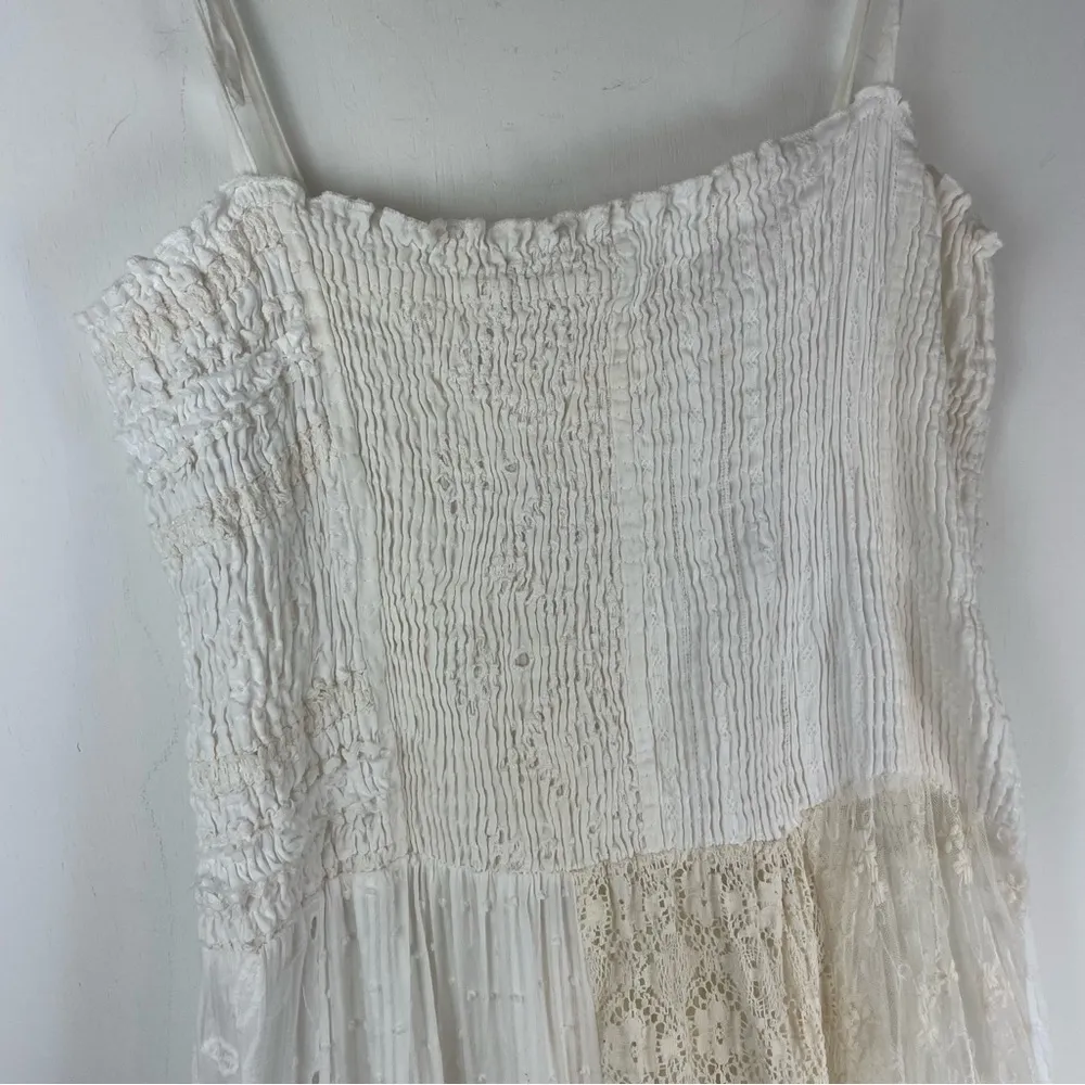 Antica Sartoria Crochet Lace Boho Mini Dress Beachy Sz S/M White Size M - Image 7