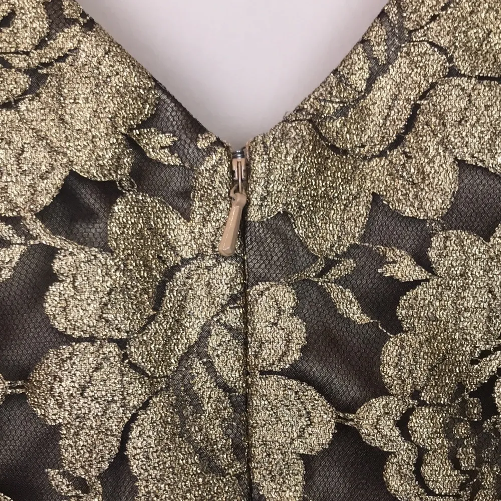 Theia Women’s Floral Gold Black Metallic Mesh Sleeveless Formal A - Image 7