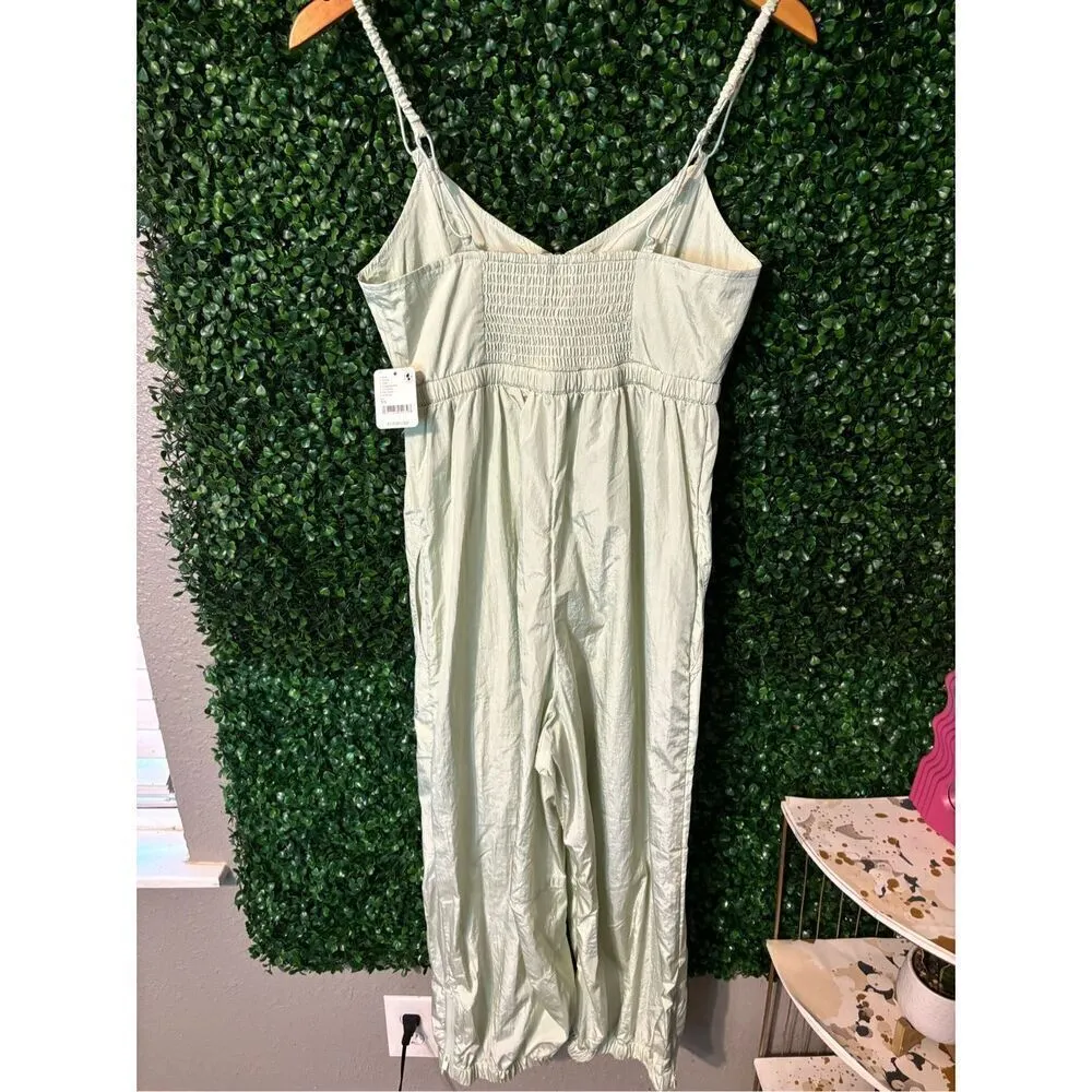 Free People NWT Down To Earth Nylon Romper Summer Mist Light Green Sz XS - Image 9