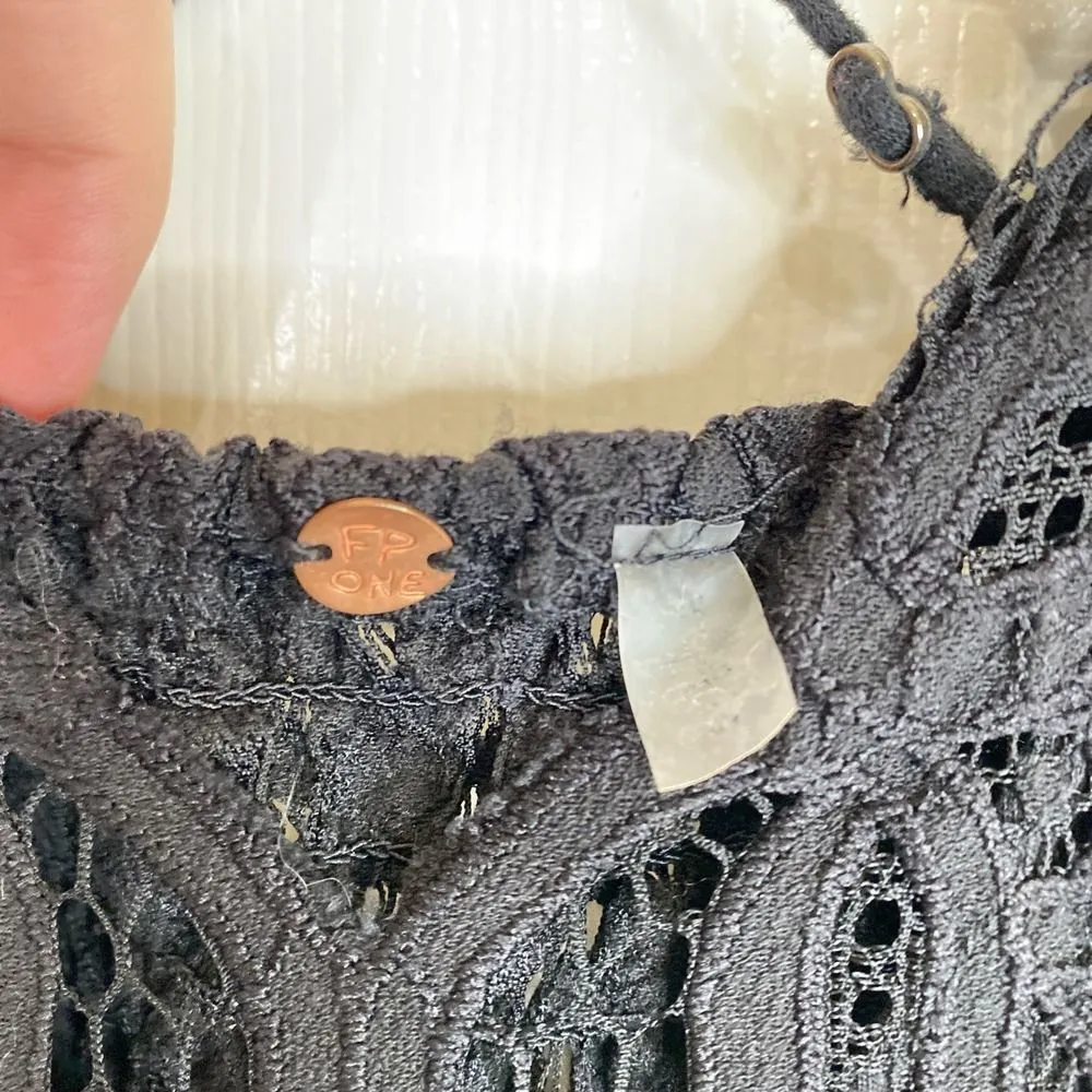 FREE PEOPLE Adella Slip Lace Dress Black Extra Small Mini - Image 4