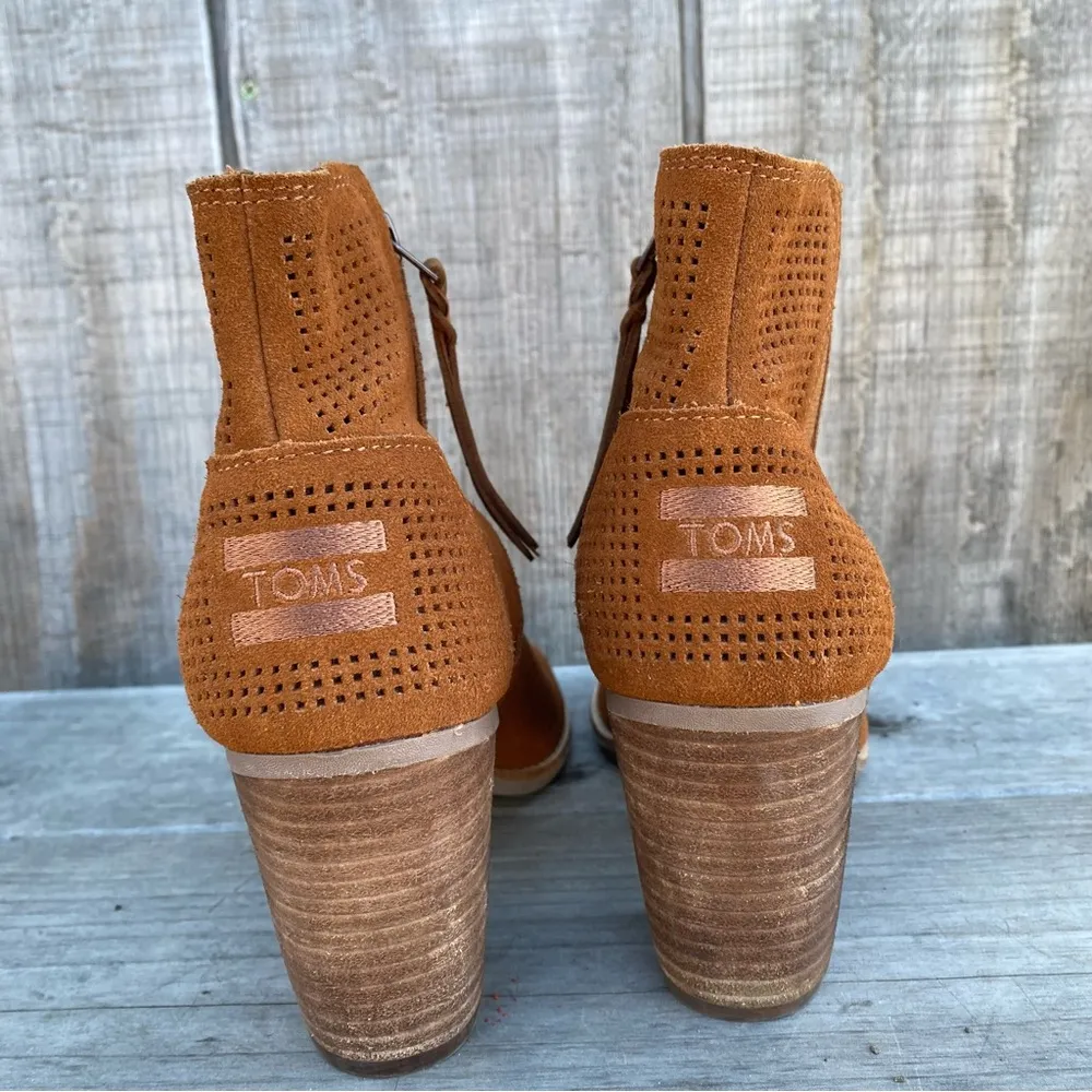 Toms Brown Suede Peep Toe Ankle Booties Size 8.5 - Image 2