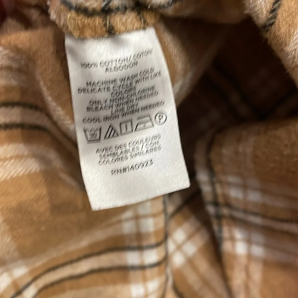 LOFT Tan Plaid Flannel Button Down - Size XS - Image 7