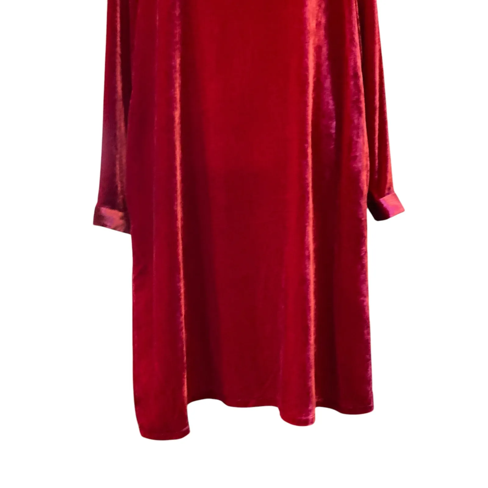 Eileen Fisher The System Ruby Red Silk Velvet Dress Womens Sz Small Knee Length - Image 10