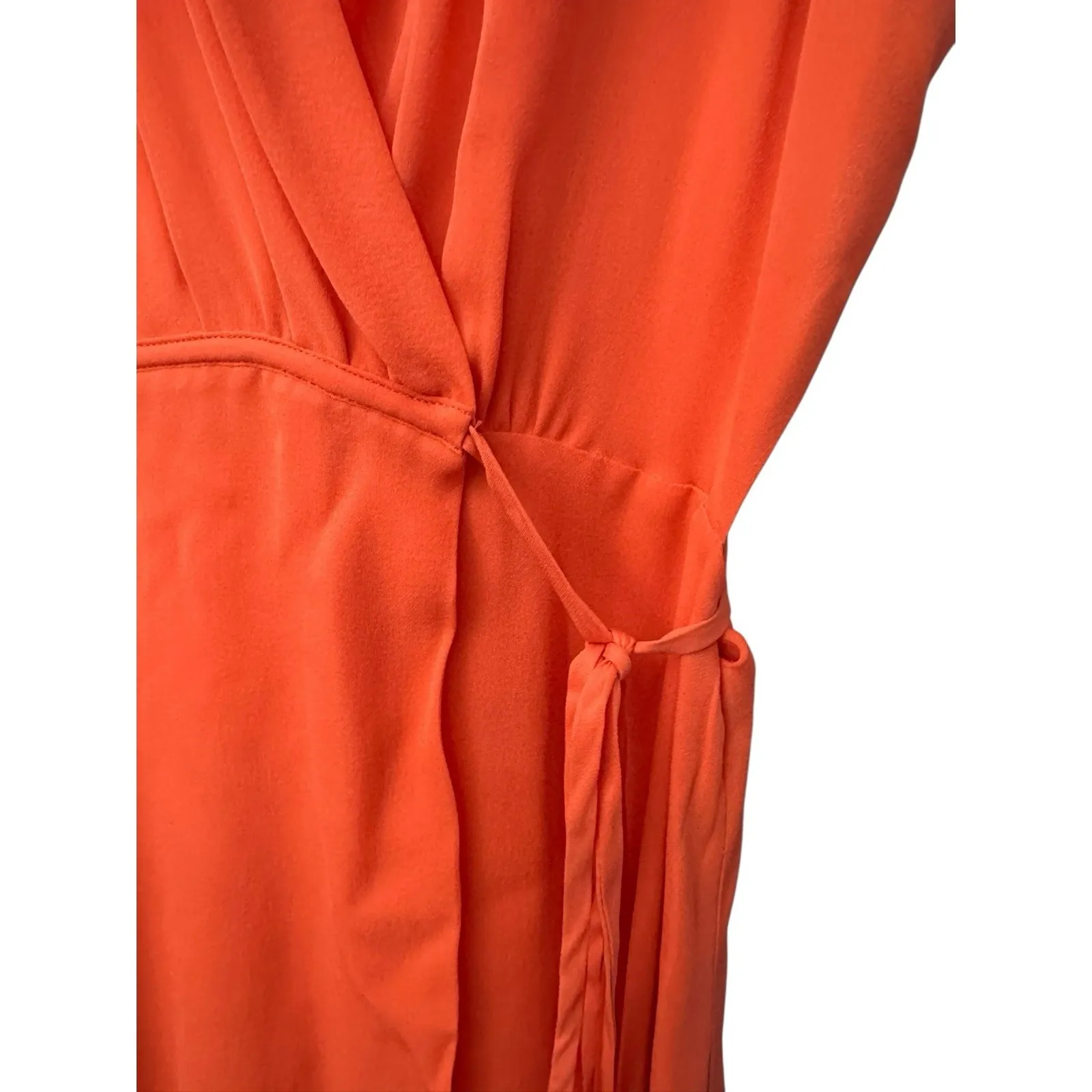 Rebecca Minkoff Wrap Midi Dress‎ Orange Size XS Sleeveless Open Sides C8-0 - Image 8