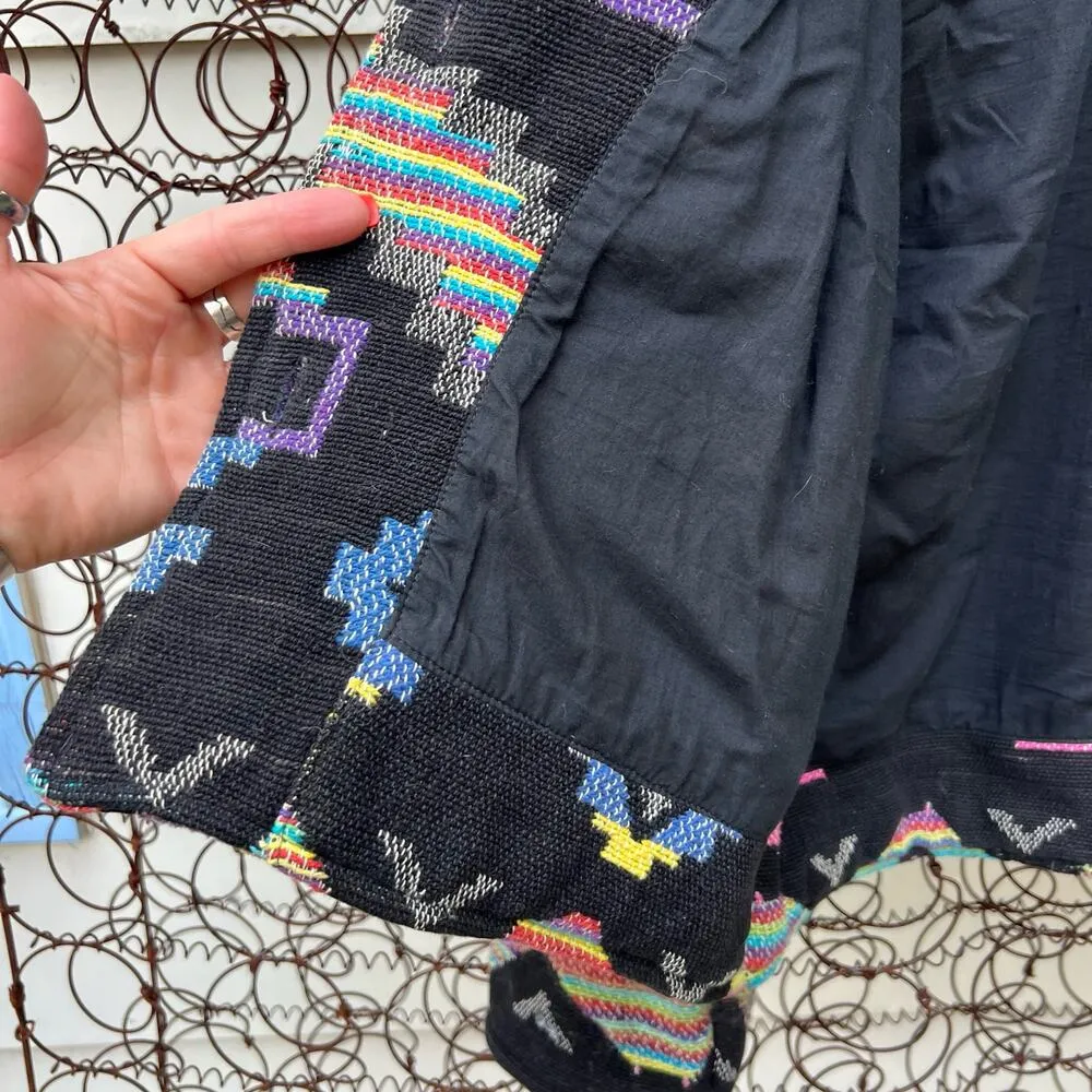 Vintage 90s ITF neon southwestern Aztec stripe woven tapestry jacket Size M - Image 6