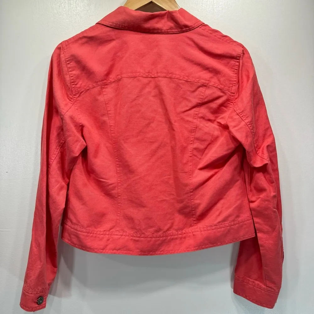 3 Piece Set Coral Linen Cotton Blend Pants & Jacket with Striped Top by Rafaella - Image 12