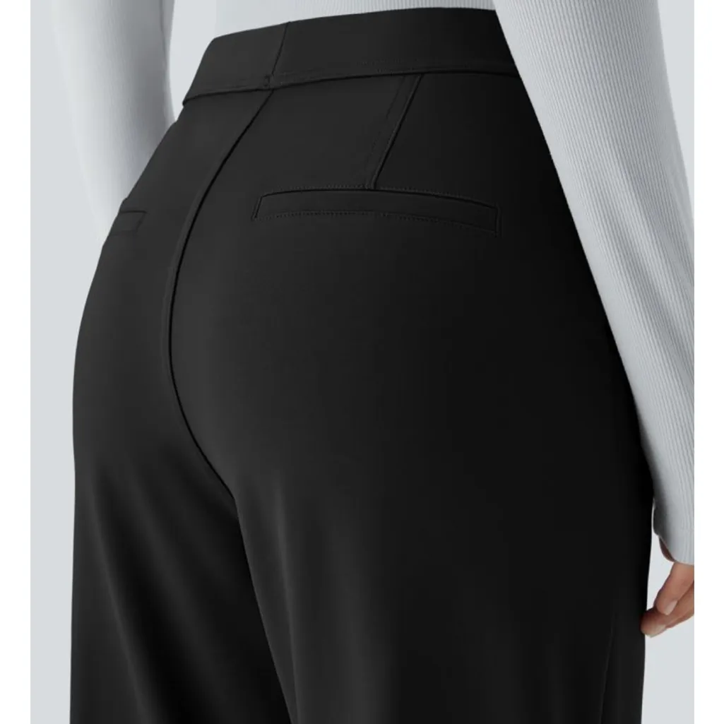 Halara Flex DayStretch Black High Waisted Pocket Work Flare Pants Medium Petite - Image 4