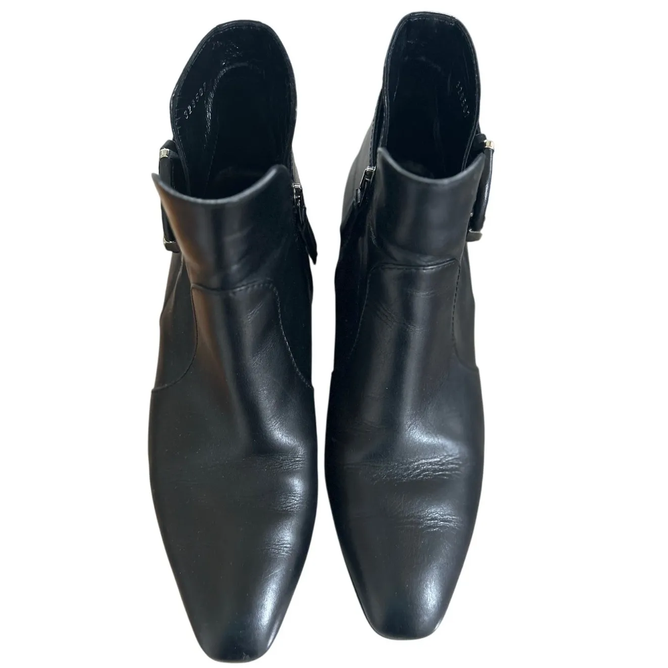 Aquatalia Flambay Black Leather Buckle Moto Ankle Chelsea Boot - Image 2