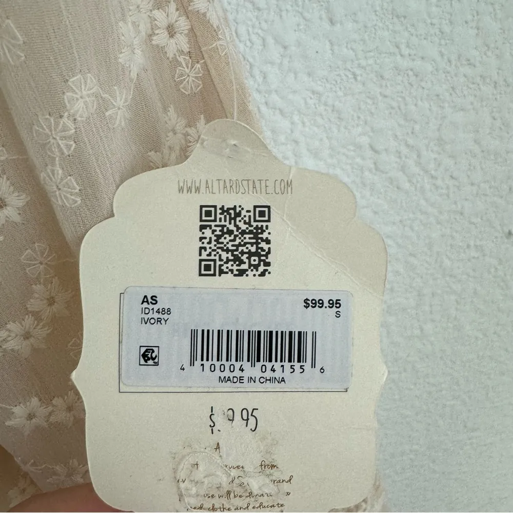 NWT Altar’d State Cream Backless Tiered Midi Floral Lace Dress, Size S - Image 5