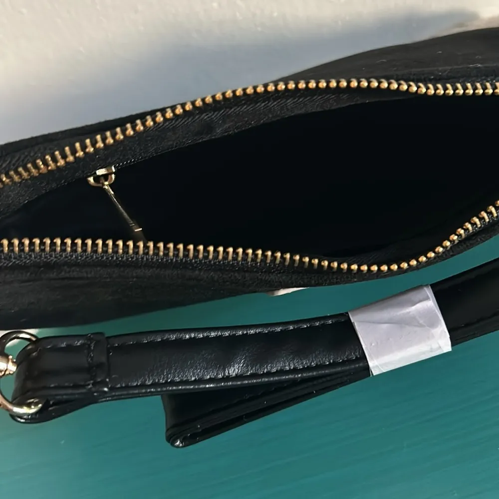 New BearPaw Suede Shearling Trim Crossbody Pouchette Bag with Detachable Strap - Image 7