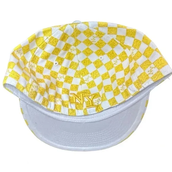 NEW YORK NY YELLOW CHECKERED SPARKLE‎ HAT BASEBALL CAP BY CITY BIG SIZE L 7.5 - Image 6