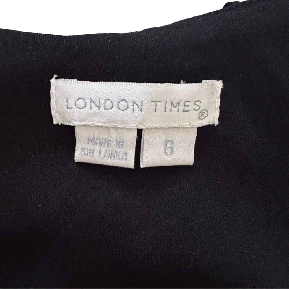 London Times Dress Sleeveless V-Neck Draped Faux Wrap Kaleidoscope Print Size 6 - Image 2