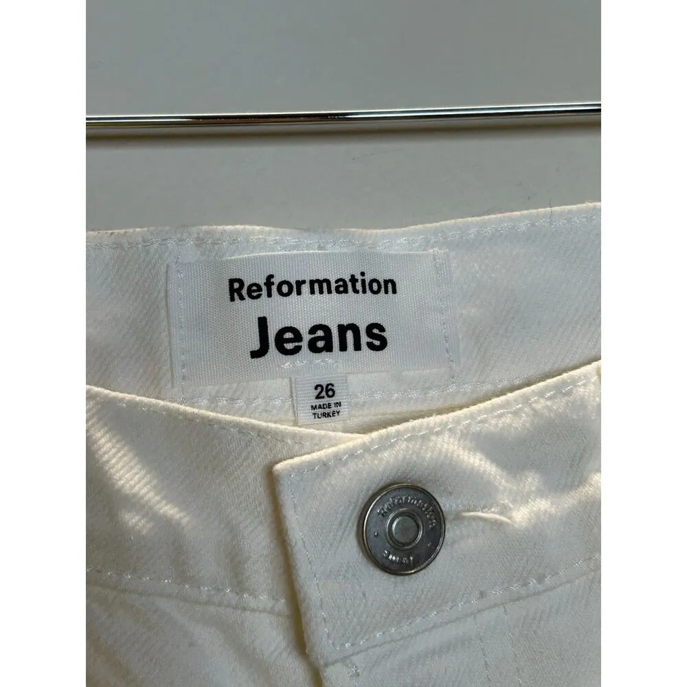 Reformation Women's Size 26 White Cynthia Floral Embroidered Straight Jeans NWT - Image 4