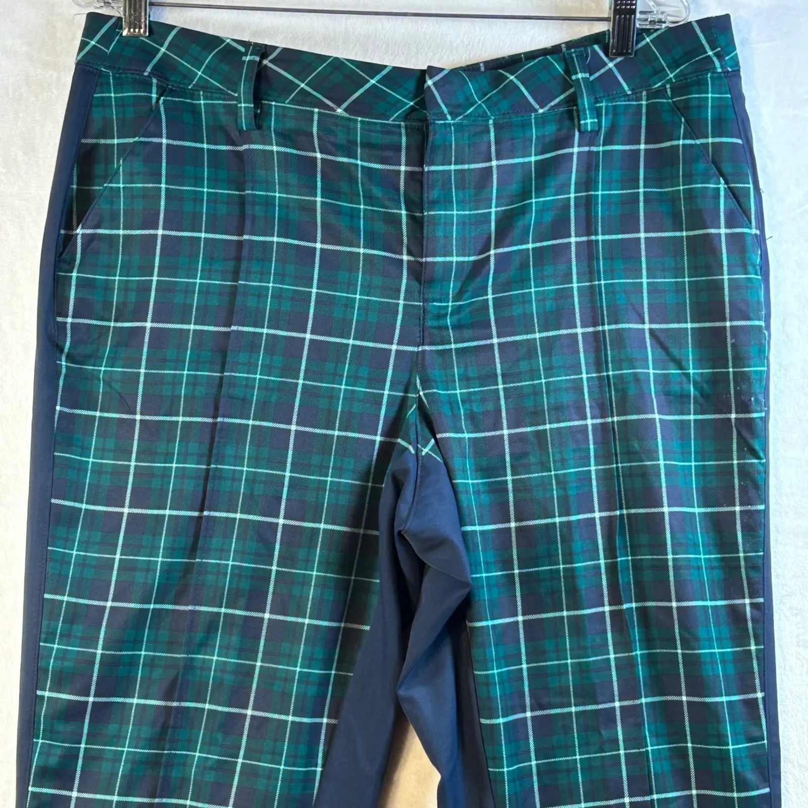 Lady Hagan Plaid Golf Pants Women Size 12 Green Navy White Straight Leg - Image 6