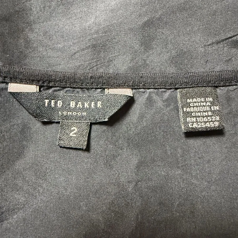 Ted Baker Silk Blouse XS Babydoll Tie Belt Shirt Pleated Silk Flutter Sleeve Top - Image 4