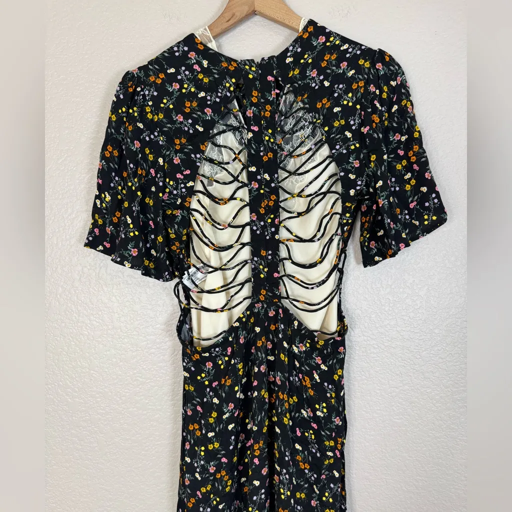 AFRM Jamie Floral Print Open Back Midi Dress in Spring Garden Ditsy Small Black - Image 5