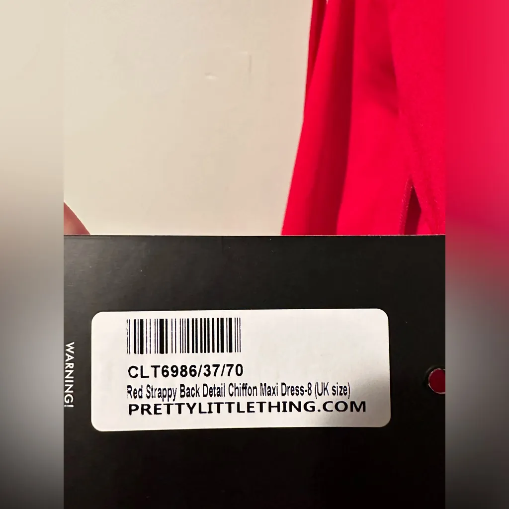 PrettyLittleThing red strappy back chiffon maxi dress size 4 NWT - Image 9