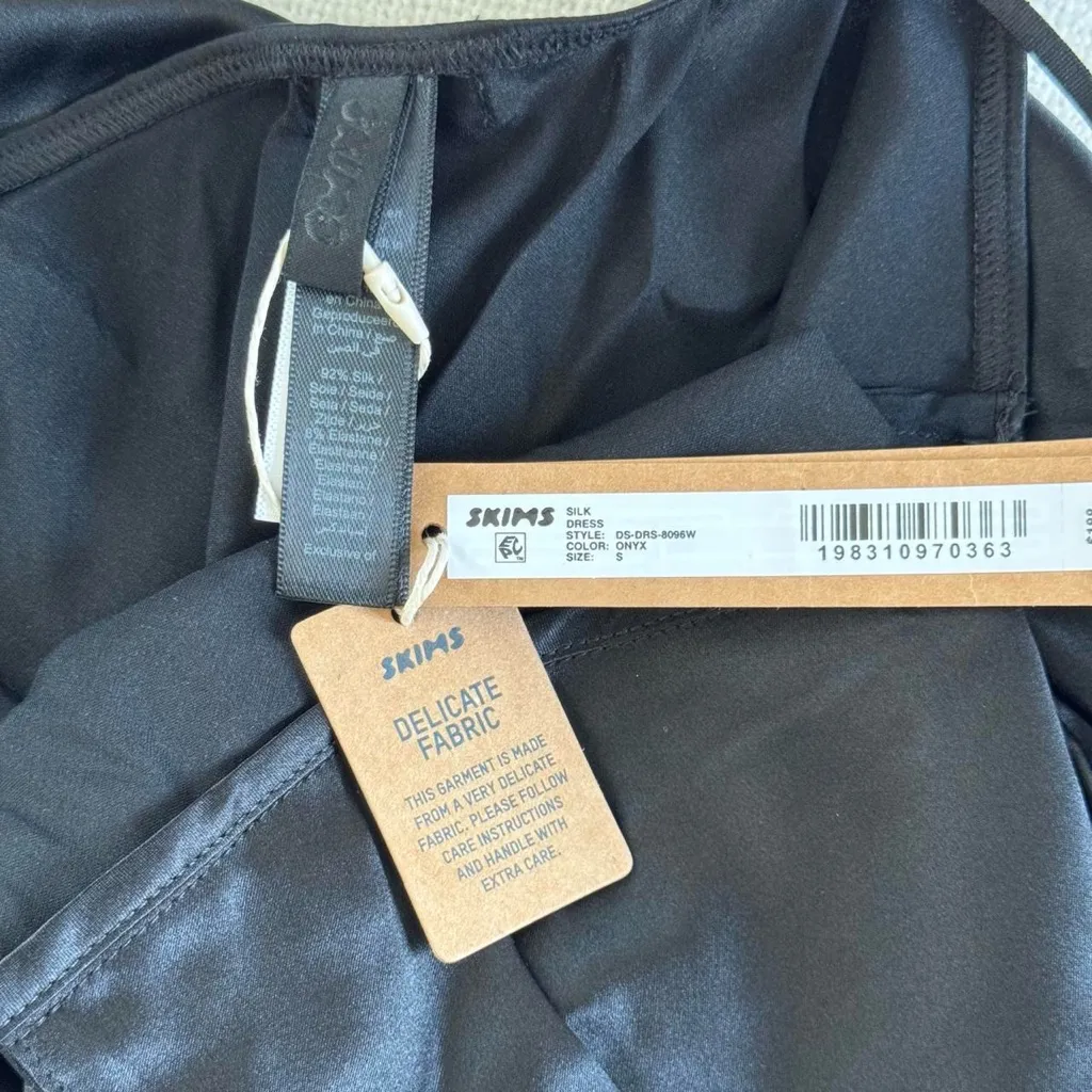 Skims Silk Midi Dress in Onyx, Size Small - Image 10