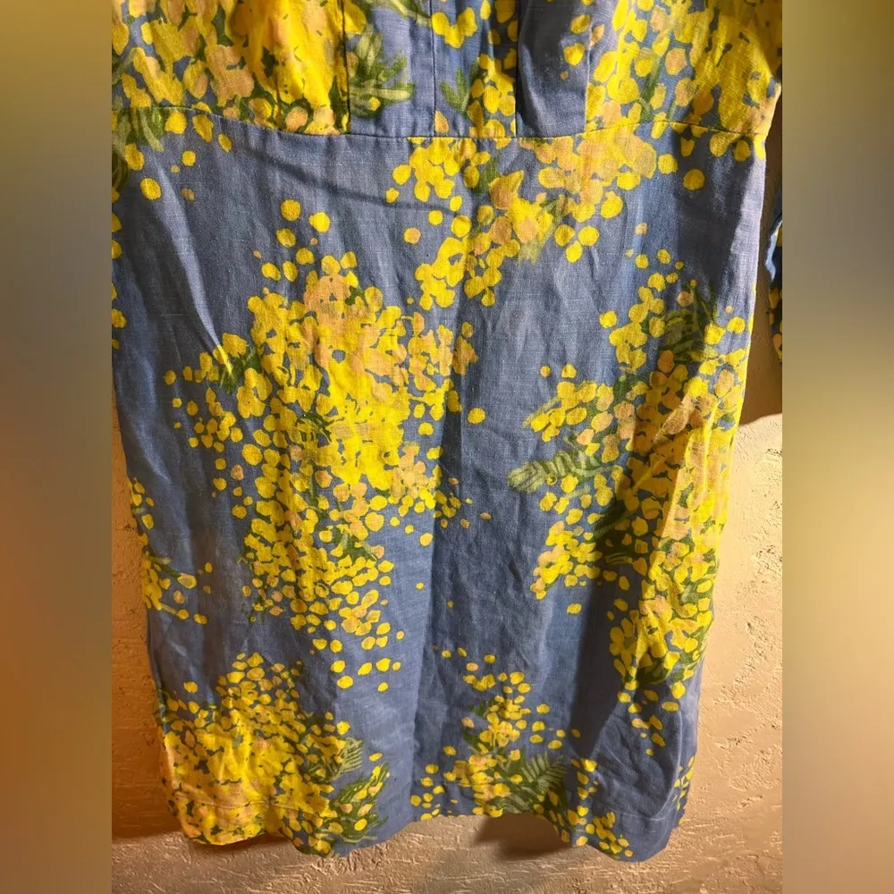 Boden Blue and Yellow Floral Dress linen floral mini summer business casual Size 2 - Image 10