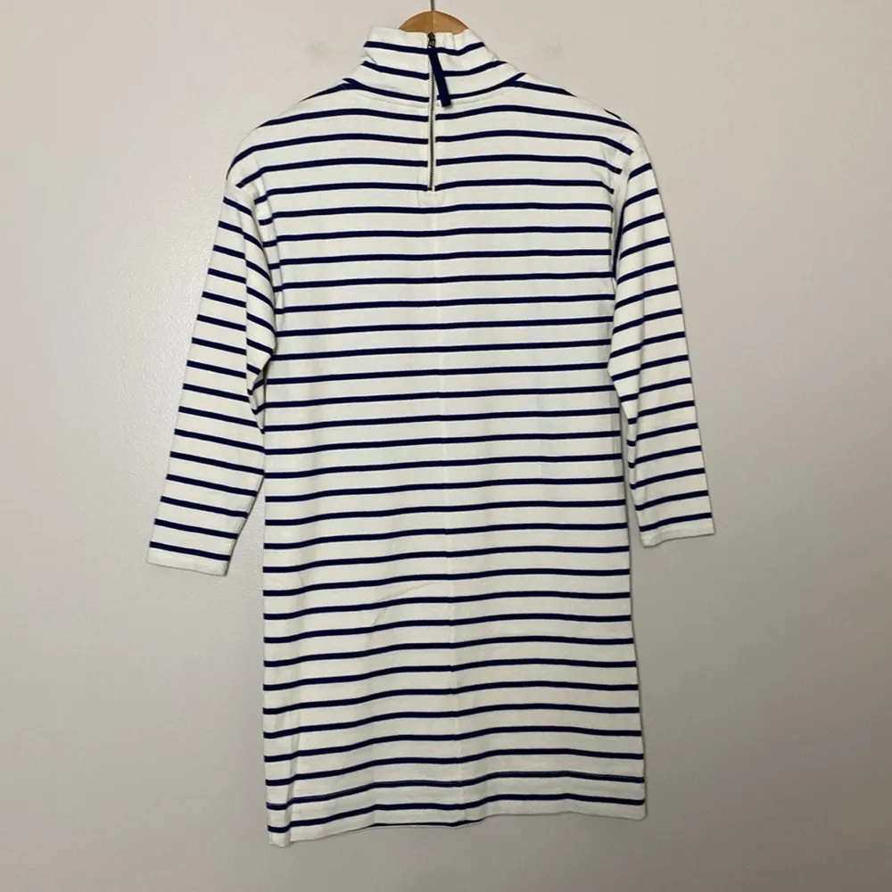 Vineyard Vines Striped Dress Navy Blue & Cream Funnel Neck Long Sleeve Size XS - Image 5