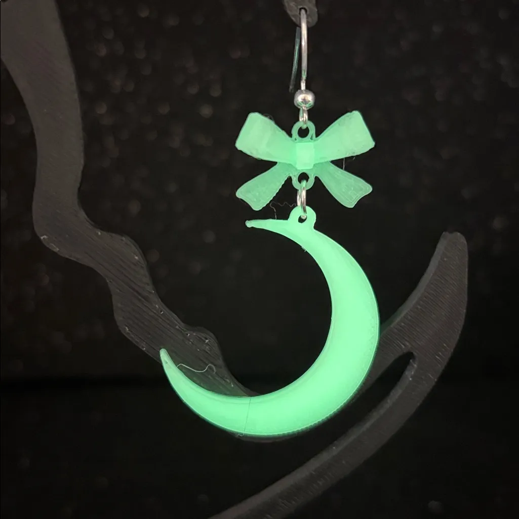 Glow in the Dark Crescent Moon Earrings 🌙✨ Celestial Halloween Jewelry White - Image 3