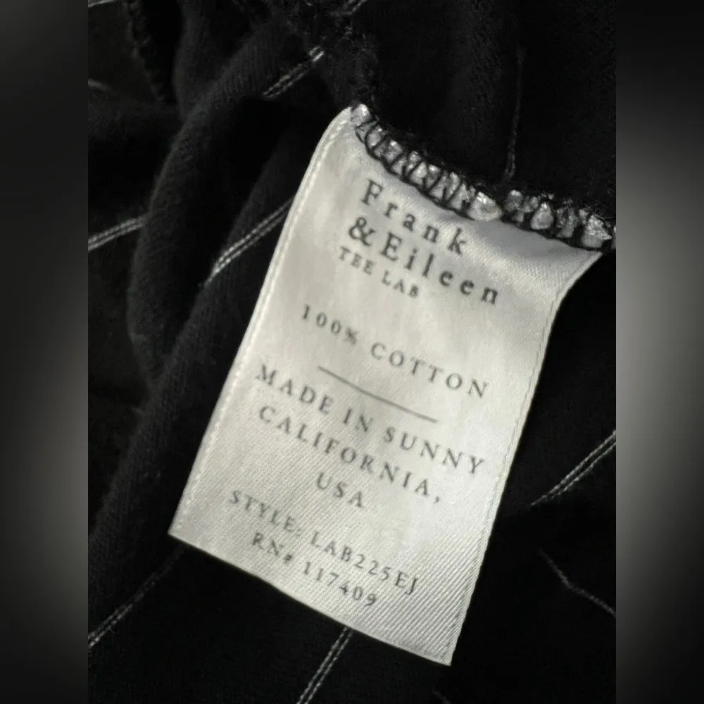 Frank & Eileen Striped V Neck Tee Shirt Short Sleeve Black White Buttery Soft Size L - Image 7