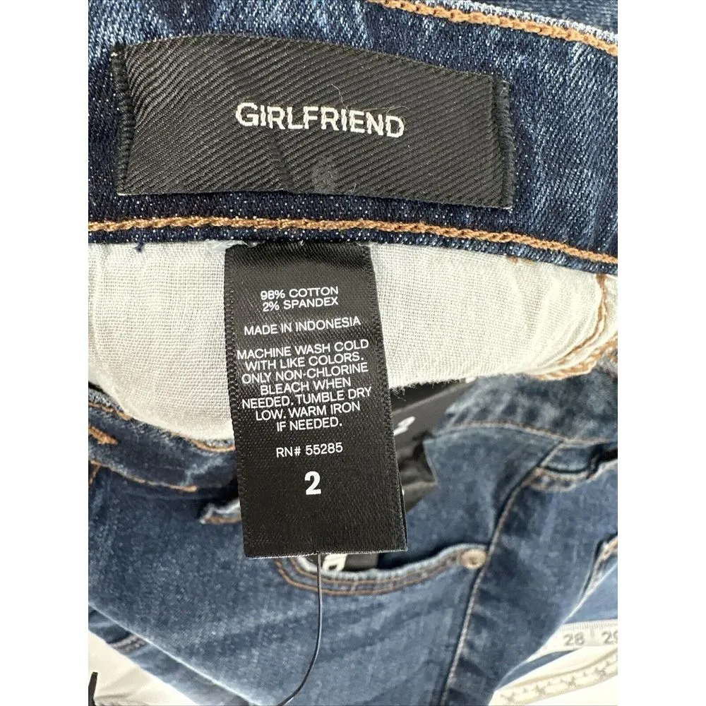 Express Women Juniors Teens Size 2 Jeans Straight Leg Girlfriend High Rise‎ Dark - Image 12