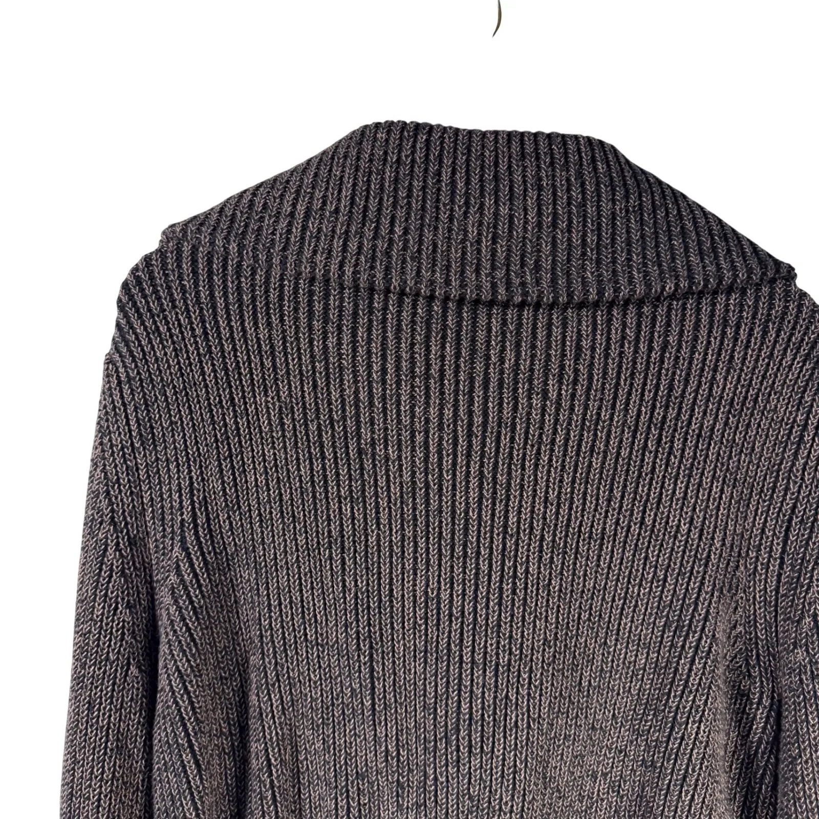 Varley Mentone 100% Cotton 1/4 Zip Knit Sweater Small Dark Brown Cropped Small - Image 9