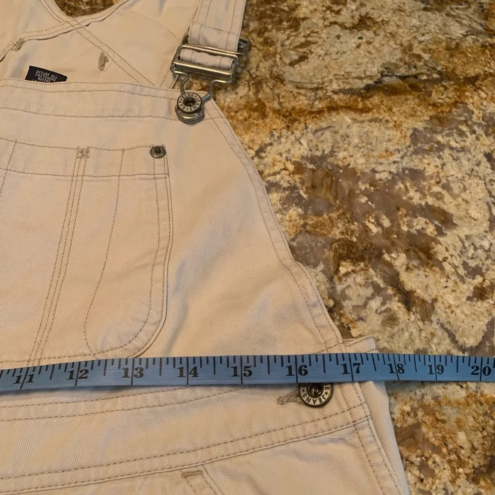 Gap Short Vintage Overalls Women's Size M Beige Denim Romper Coveralls - Image 6