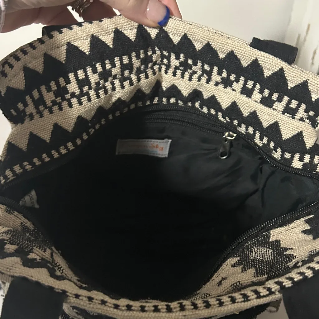 Tribal Patterned Black and Blue Shoulder Bag Set - Image 7