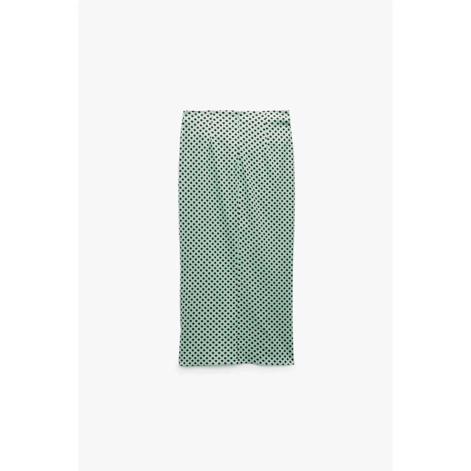 Zara Polka Dot Side Slit Linen Blend Midi Skirt - Image 9