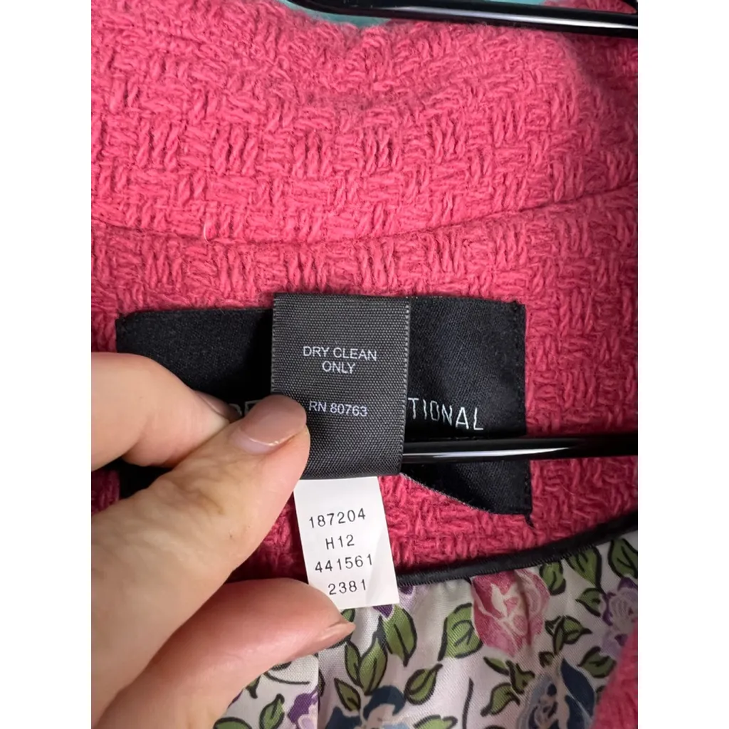 Moda International Wool Blend Double Breasted Peacoat Pink Textured Jacket Flora Size XL - Image 3