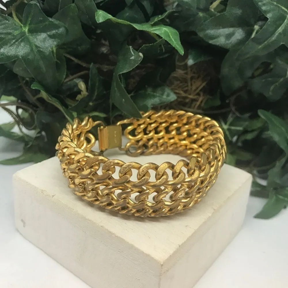 Chunky Gold Chain Statement Bracelet Vintage 1960s Jewelry - Image 4