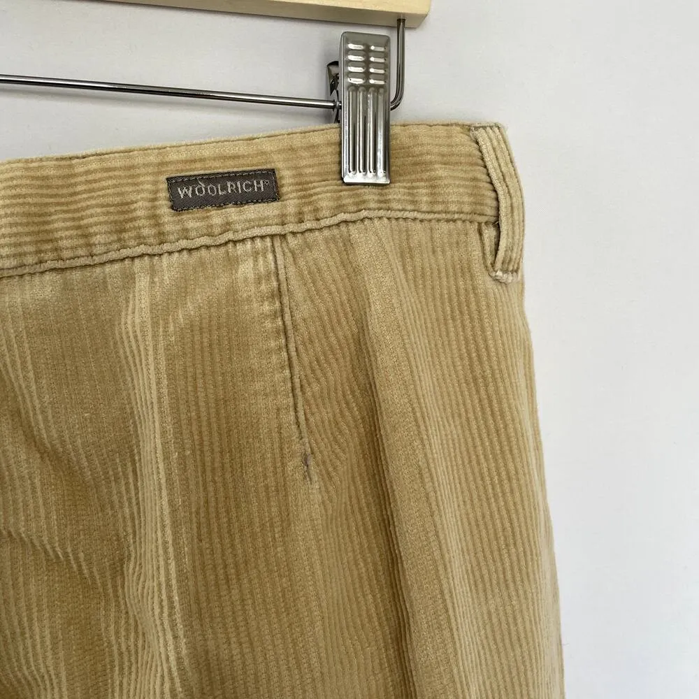 Woolrich mustard yellow corduroy wide leg trousers women's khaki size 16 cotton - Image 5