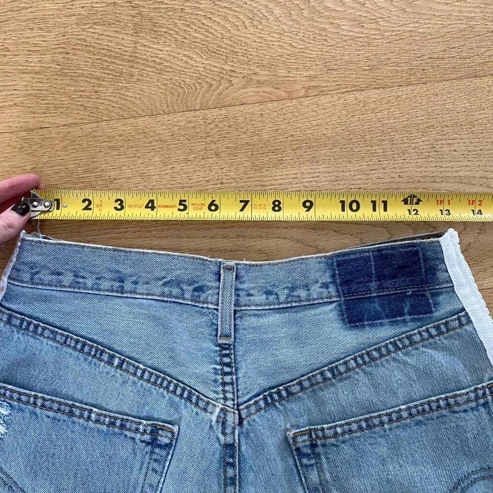 Furst Of A Kind - Distressed High Waist Shorts with White Zipper Side Panels - Image 4