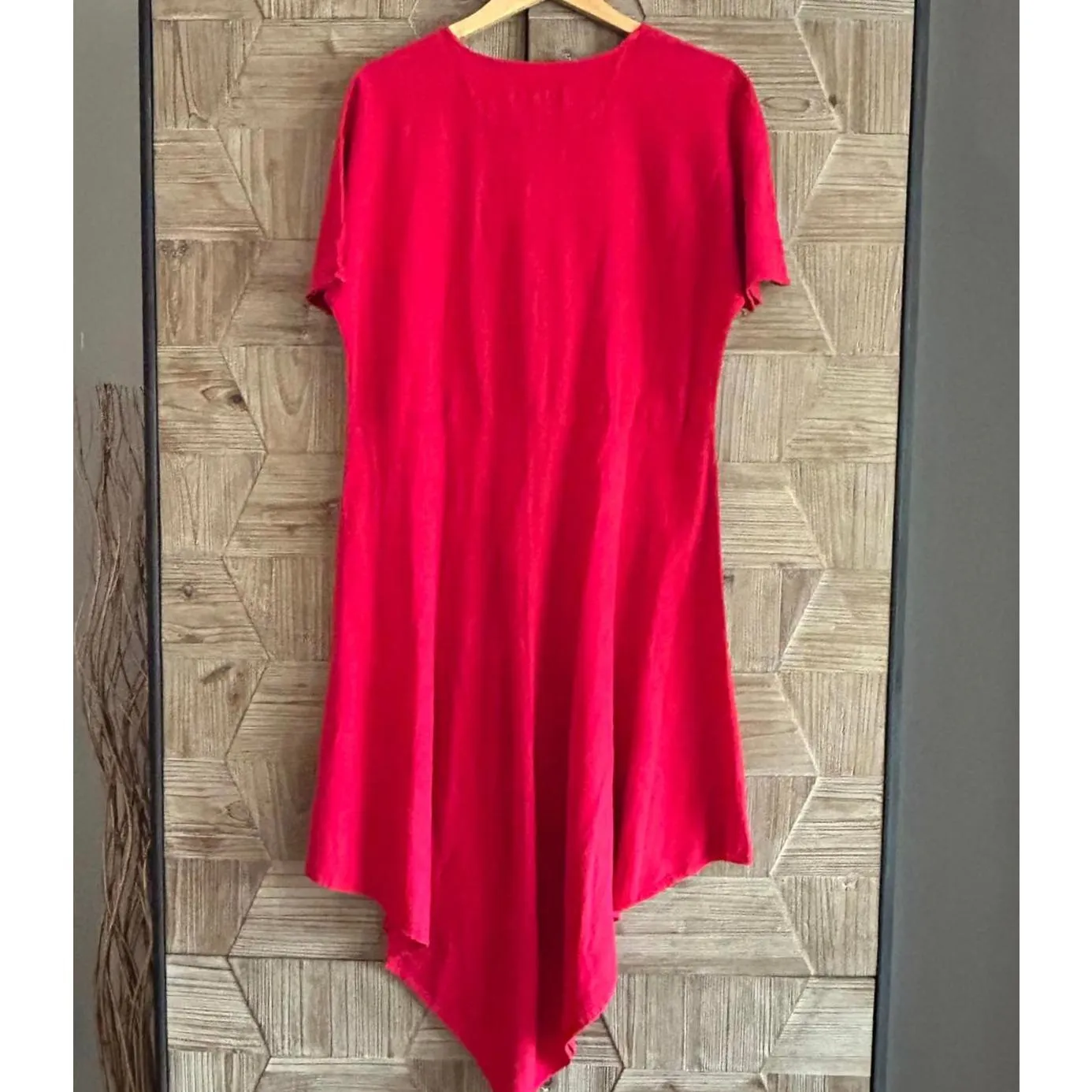 NWT Manta Del Lago Womens Midi Dress Red Sz Medium Pointed Hem Cottagecore - Image 4