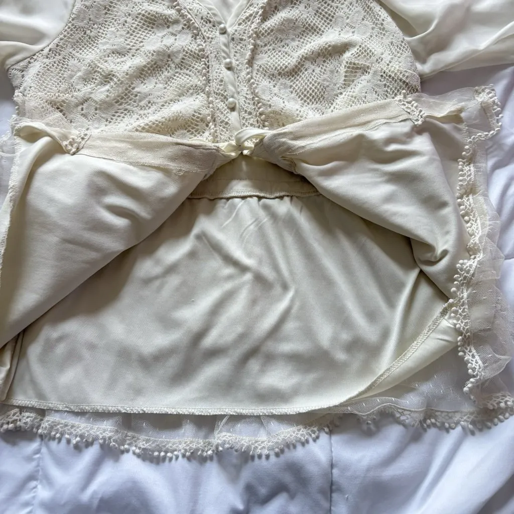 Vintage Ultra Pink Womens 1X Lace Blouse Romantic Dainty Cottagecore Peasant 80s - Image 5