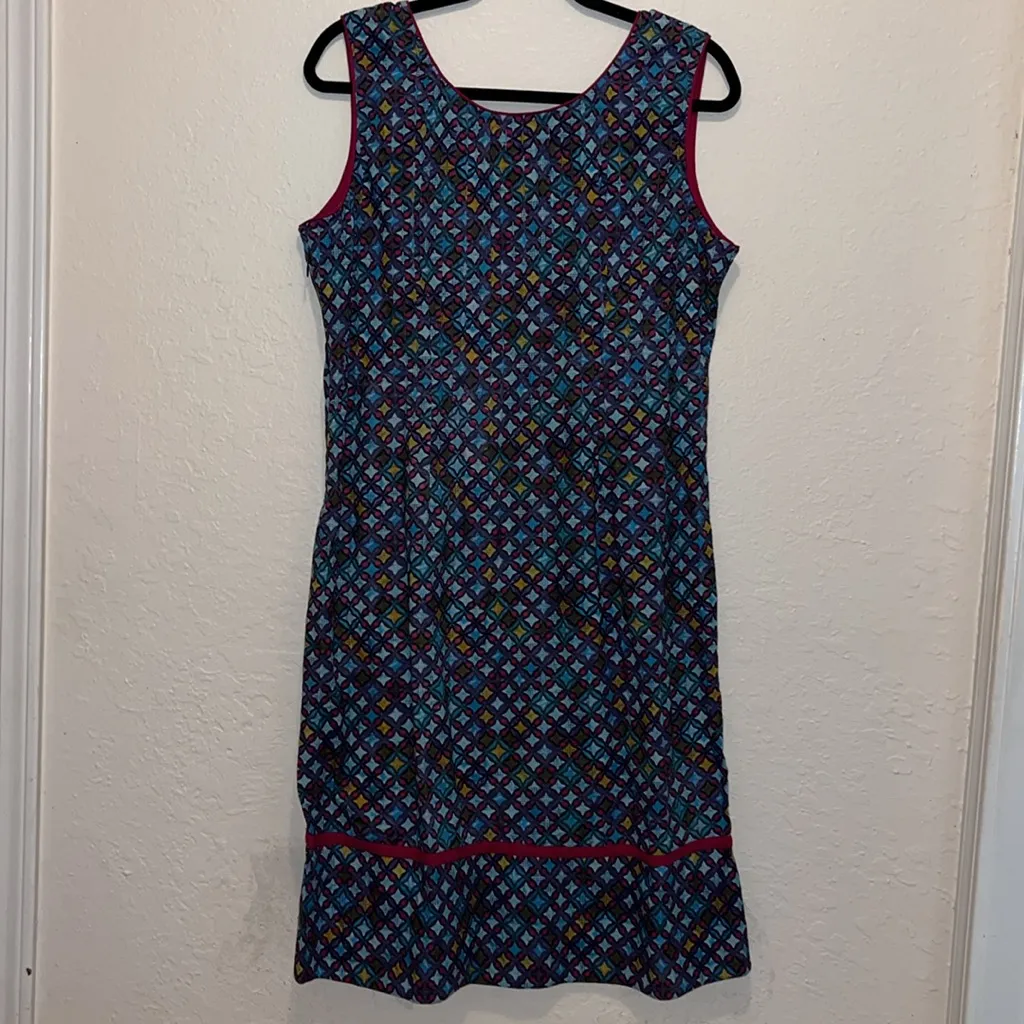 Vintage Watercolor Geometric Midi Dress Sleeveless mumu modest dress Size XL - Image 5