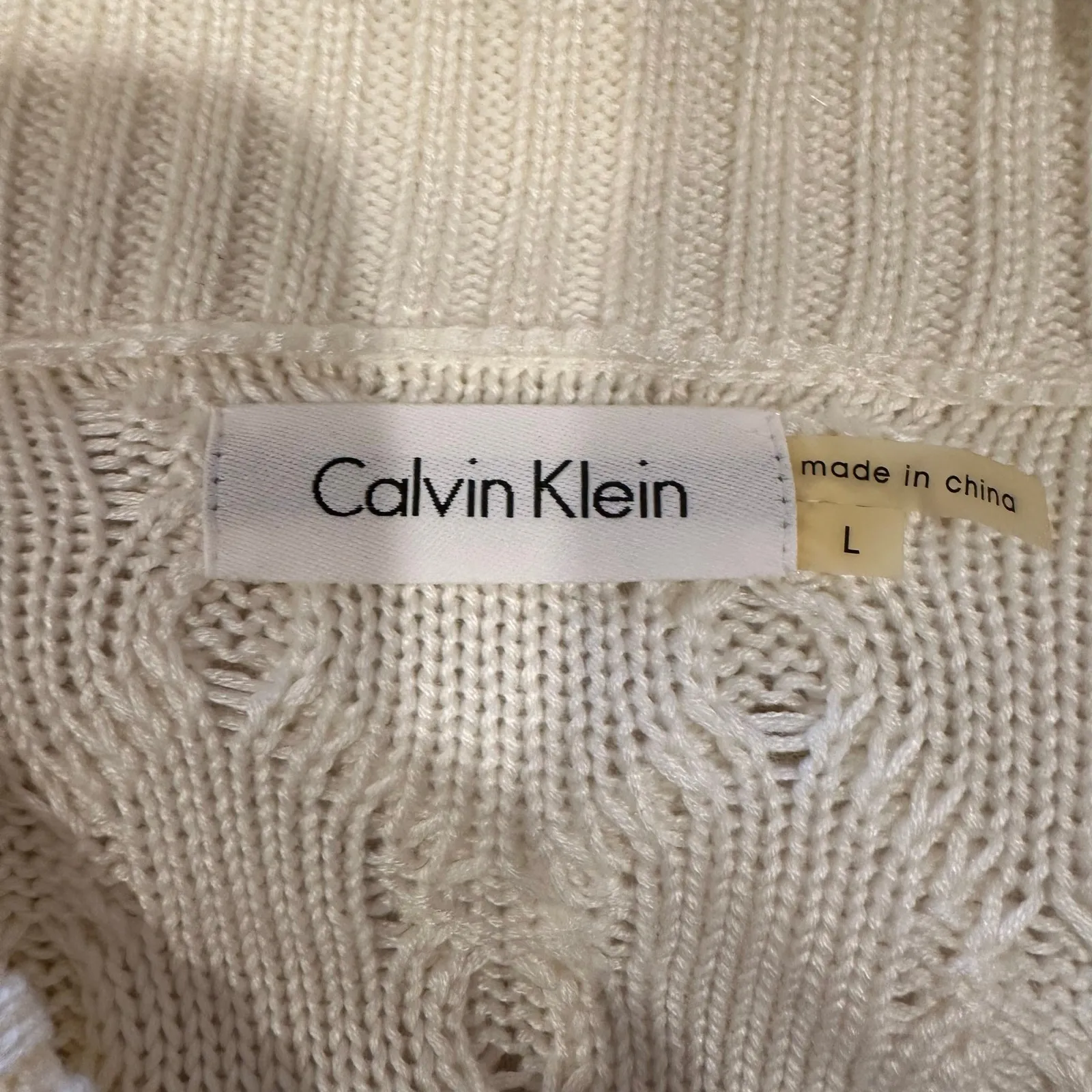 Calvin Klein Sweater Dress sz L Women's Cable Knit Dress Long Sleeve Thick Knit - Image 8