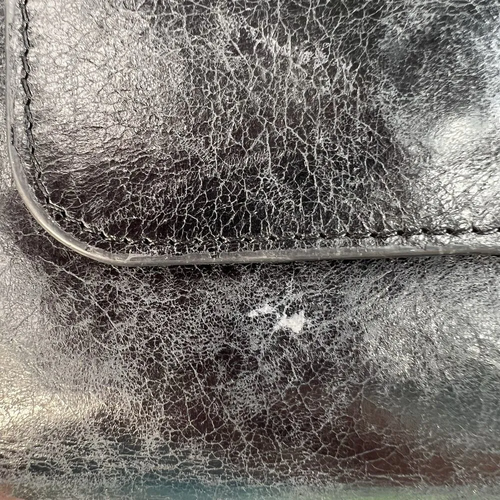 Hobo International Lauren Wallet Black Leather Clutch Kisslock Bifold Distressed - Image 15