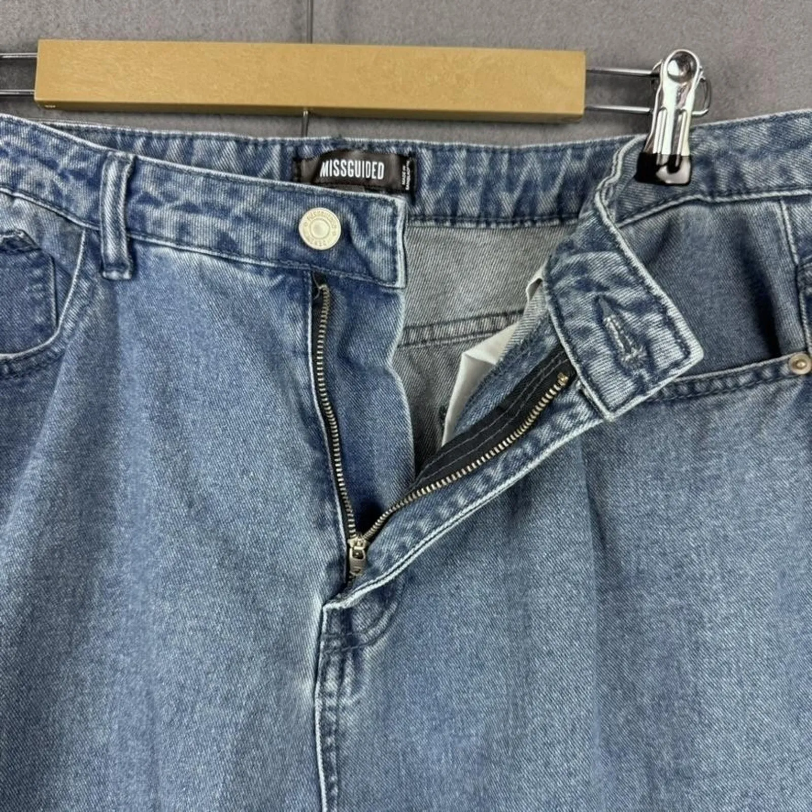 Missguided Jeans Womens 10 Blue High Rise Pleated Tapered Jogger Elastic Cuff - Image 4