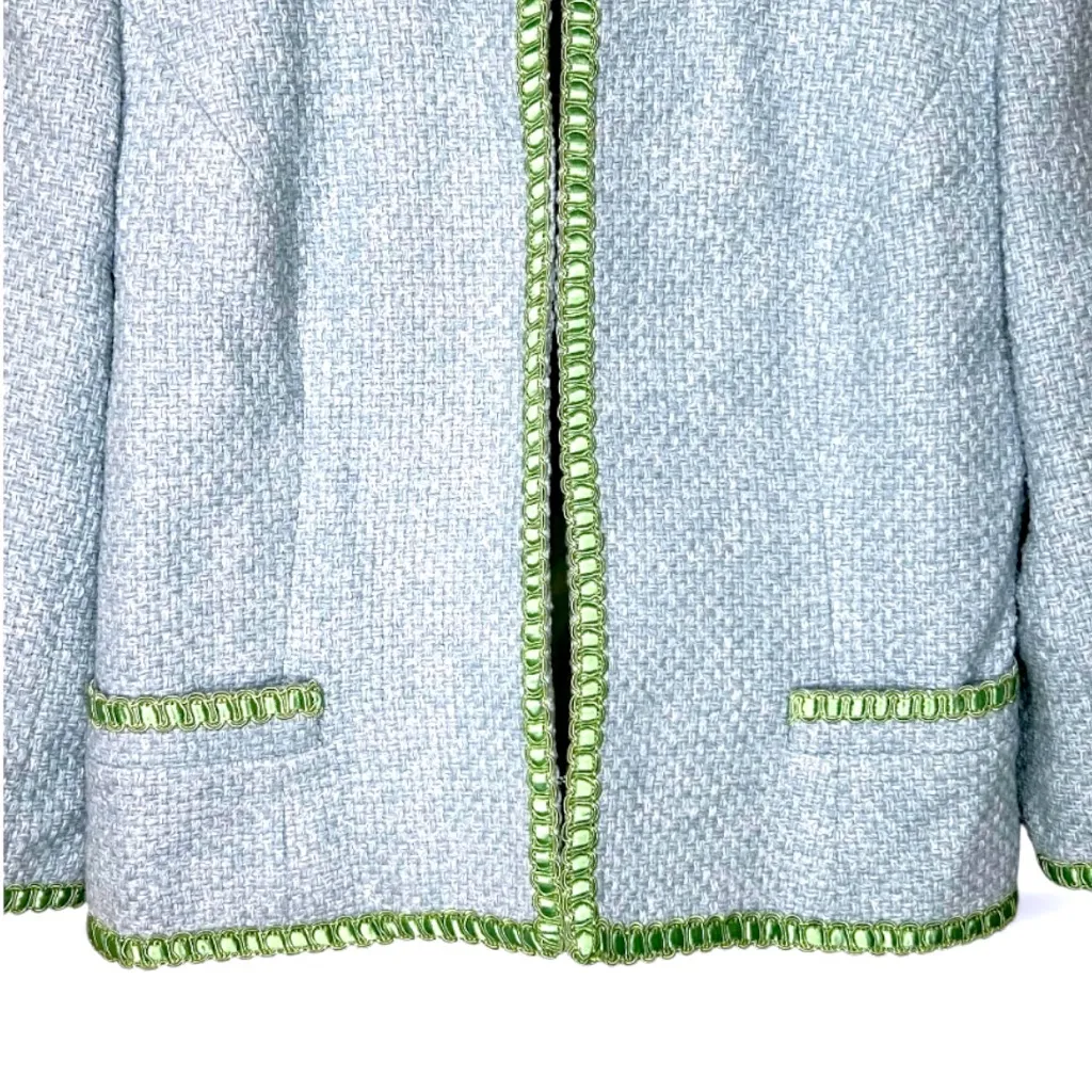 Milly of New York Blue and Green Tweed Blazer Size 6 - Image 5