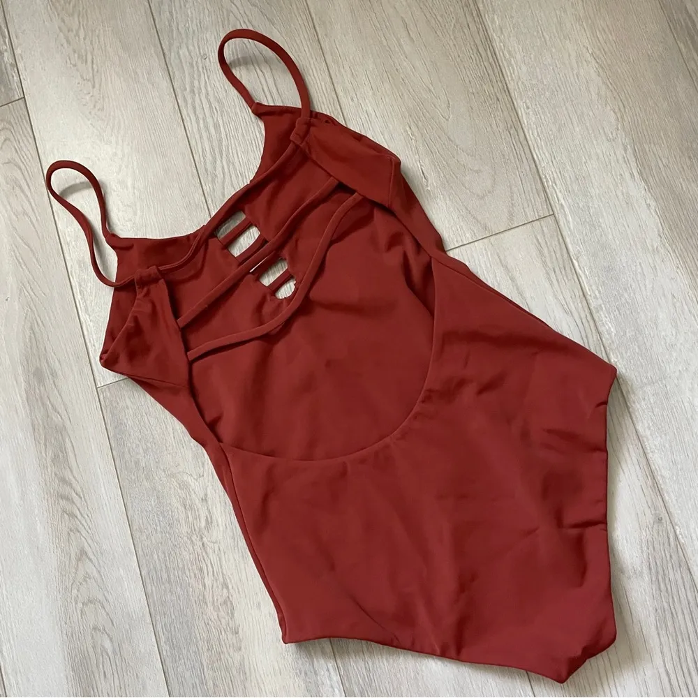 Noa Noa Strappy Backless One Piece Swimsuit Rust (Small) beach summer Orange - Image 2