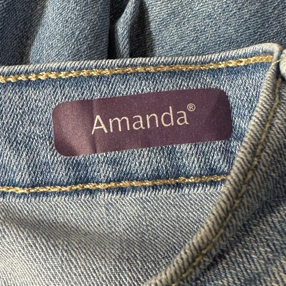 Gloria Vanderbilt SZ 14 SHORT Amanda Jeans Stretch Hi-Rise Pockets Medium Wash - Image 8