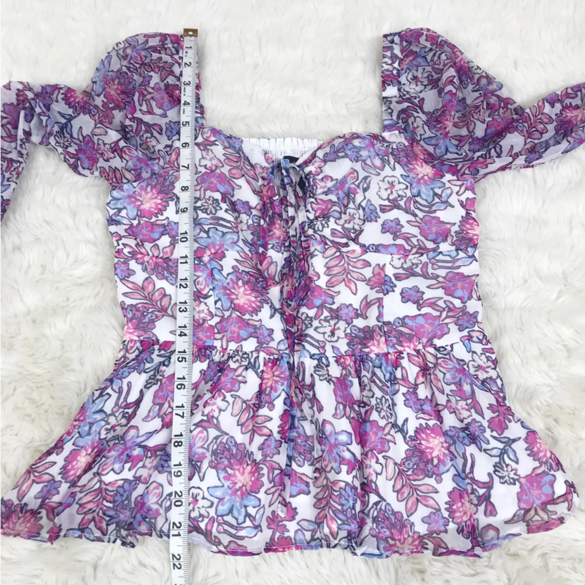 FRENCH CONNECTION Purple Pink Floral Halter Peplum Top Romantic Girlie Small New - Image 13