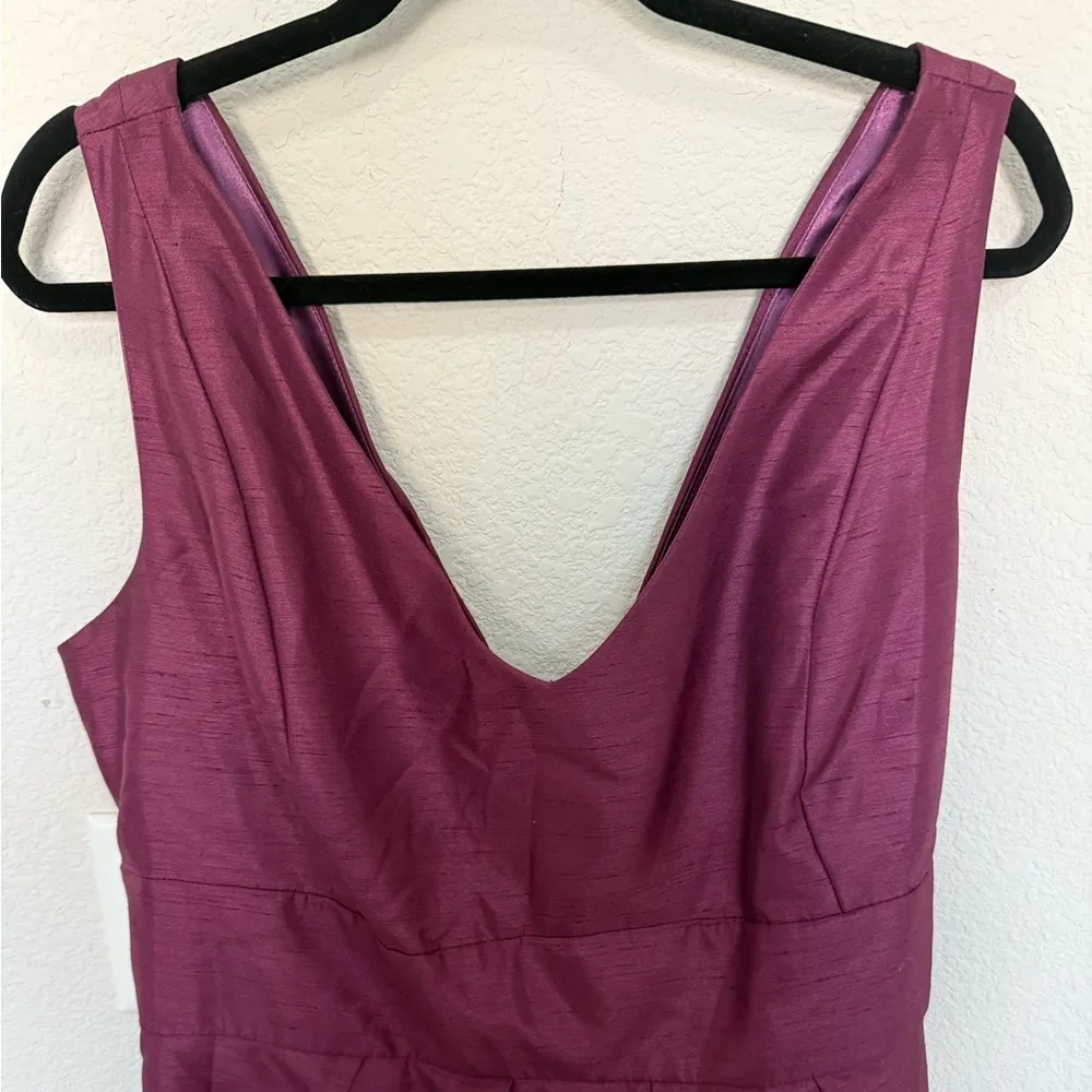 Jenny Yoo Collection Cadie Plum Purple Shantung Sash
Waist Tie Cocktail Dress 24 - Image 4