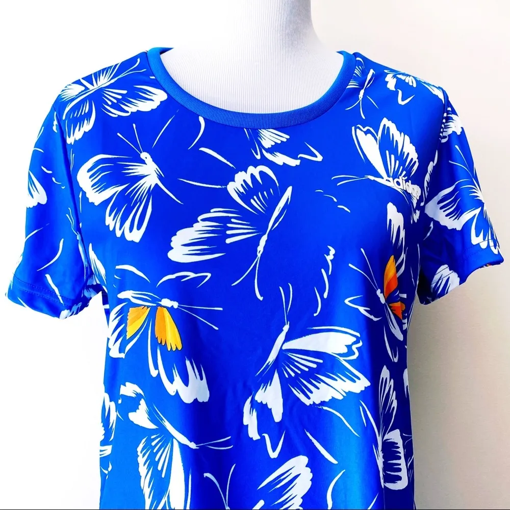 Adidas Farm Rio Butterfly Mini Dress Womens Large Blue Short Sleeves Summer - Image 11