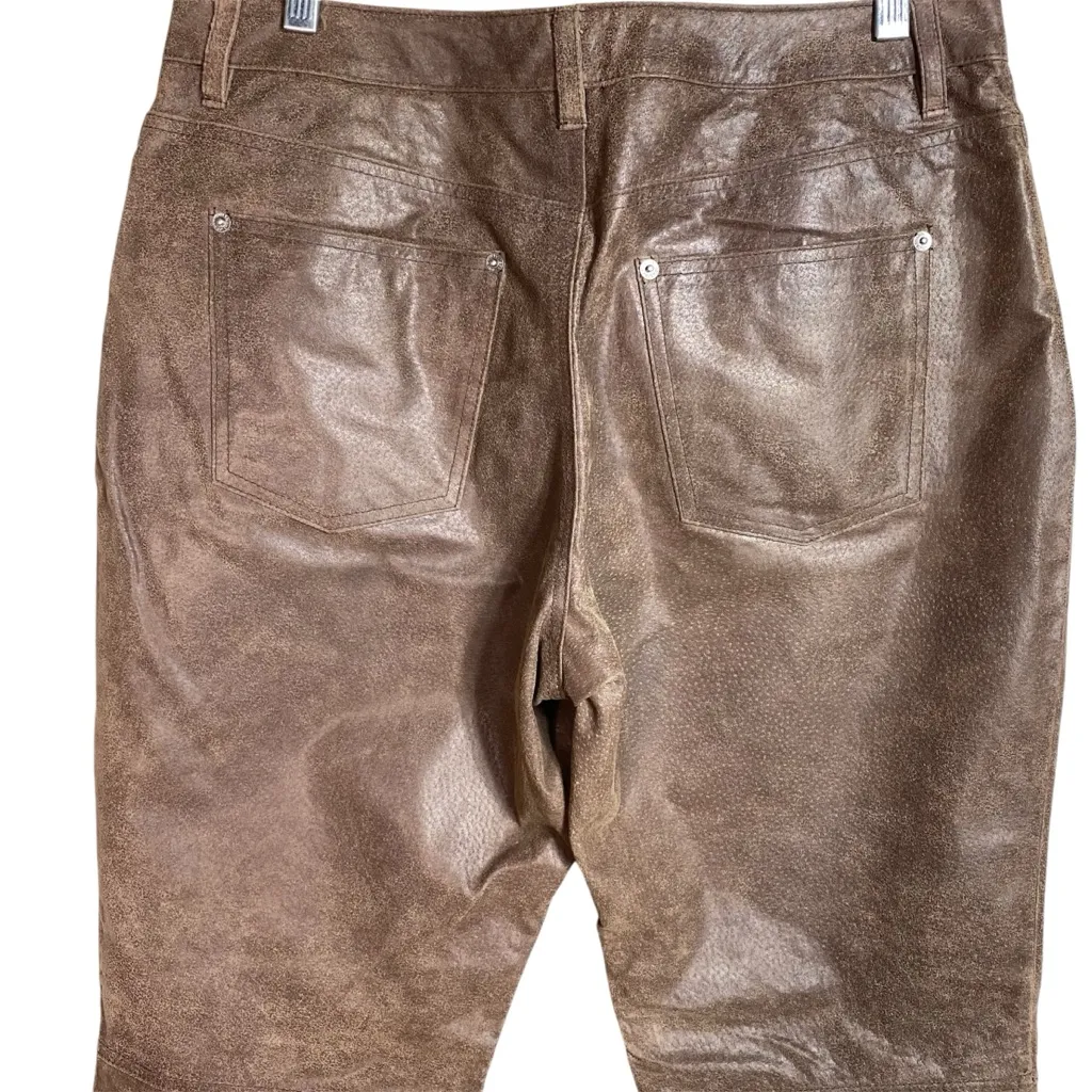 Vintage Brown Leather Pants 90s Size 12 - Image 4